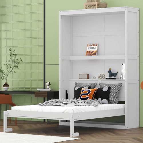 Armad Full Size Murphy Bed Wall Bed With Shelves 